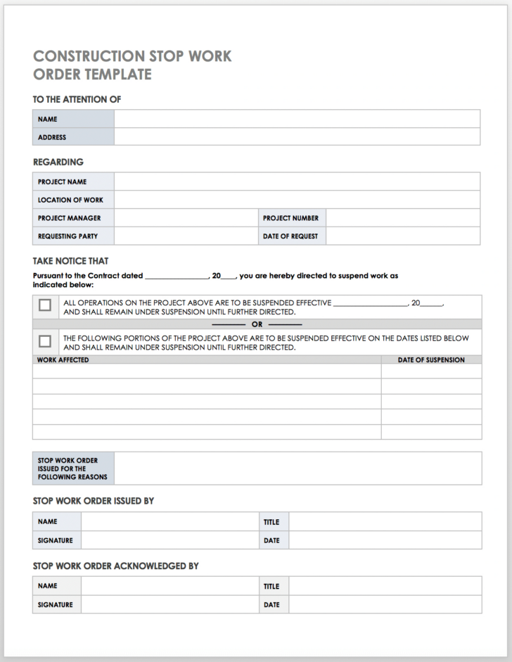 Work Order Form Template Sample