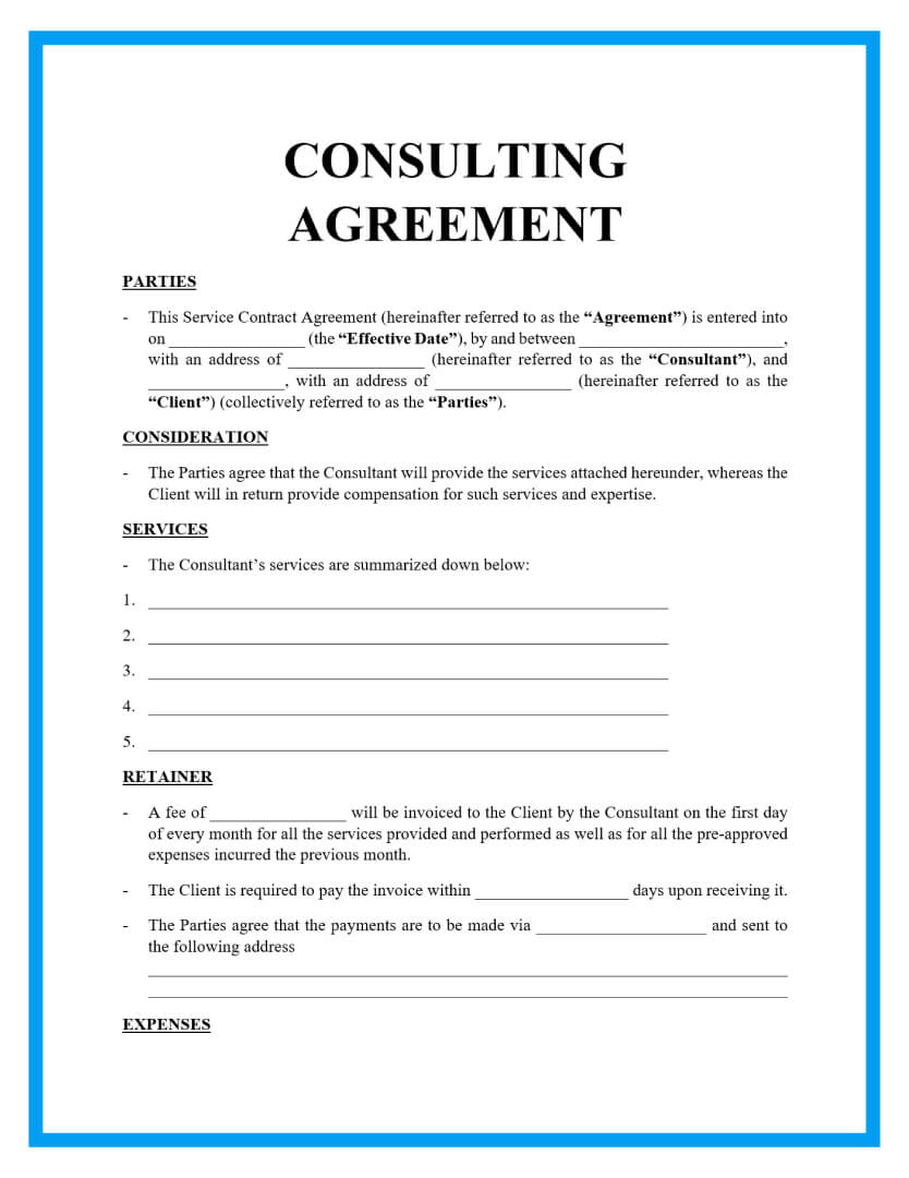 Free Consulting Agreement Template for Consulting Contract Sample Template