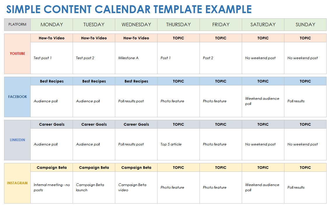 Free Content Calendar Templates And Examples | Smartsheet for Sample Editorial Calendar Template