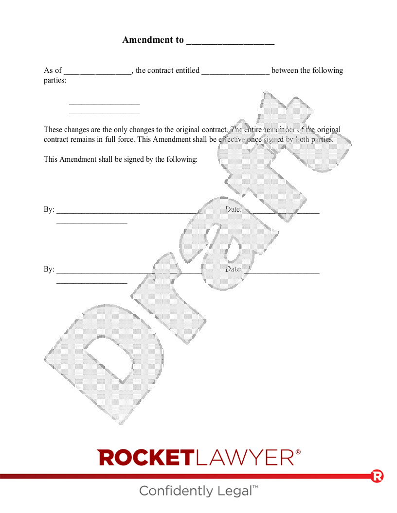 Free Contract Amendment: Make &amp;amp; Download - Rocket Lawyer throughout Contract Amendment Template Sample