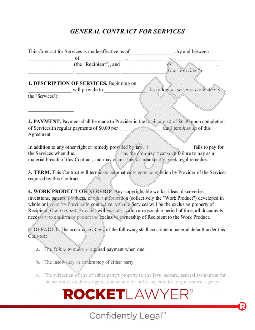 Free Contract For Services Template - Rocket Lawyer inside Service Contract Template Sample