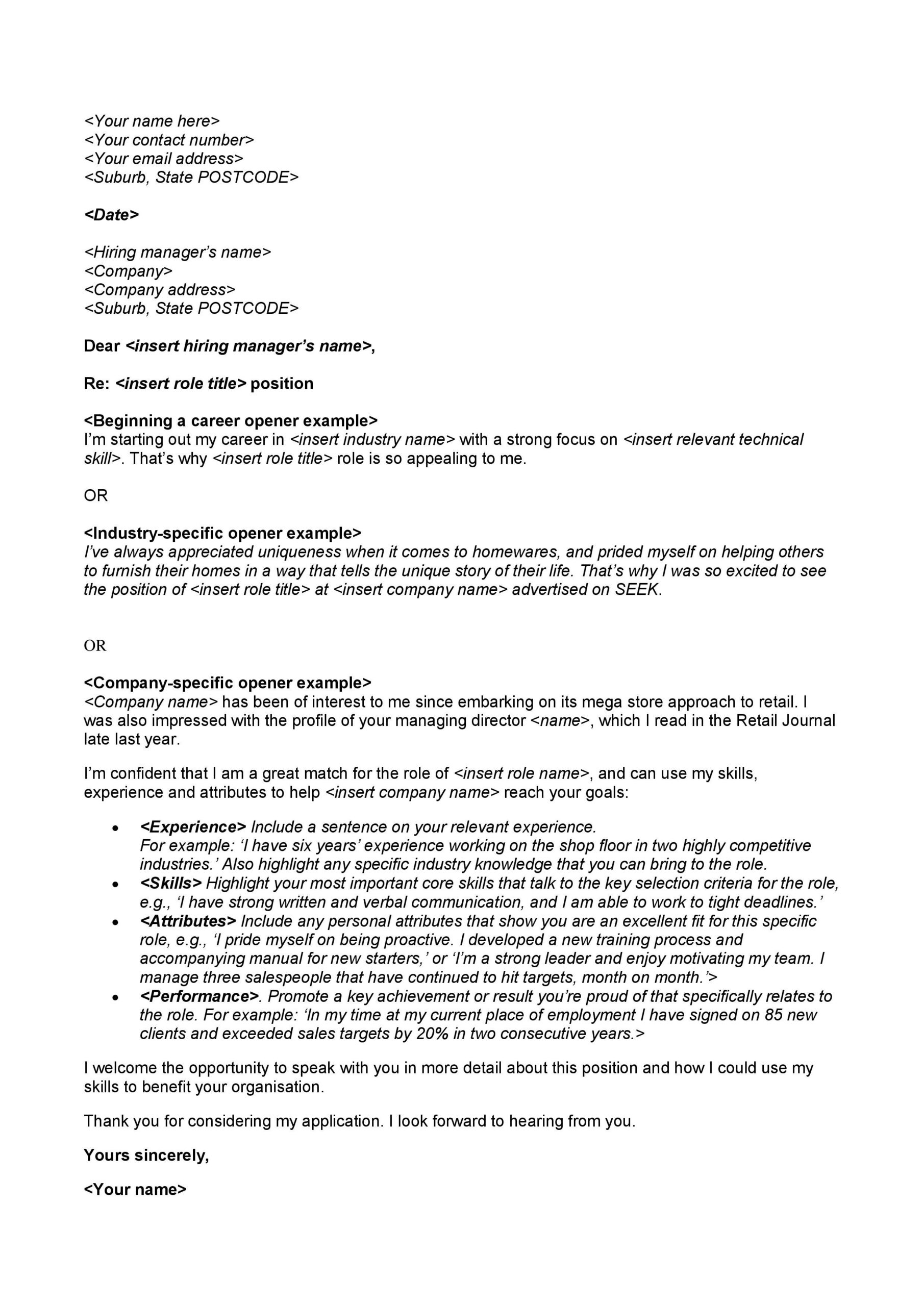 Free Cover Letter Template - Seek throughout Free Cover Letter Sample Template