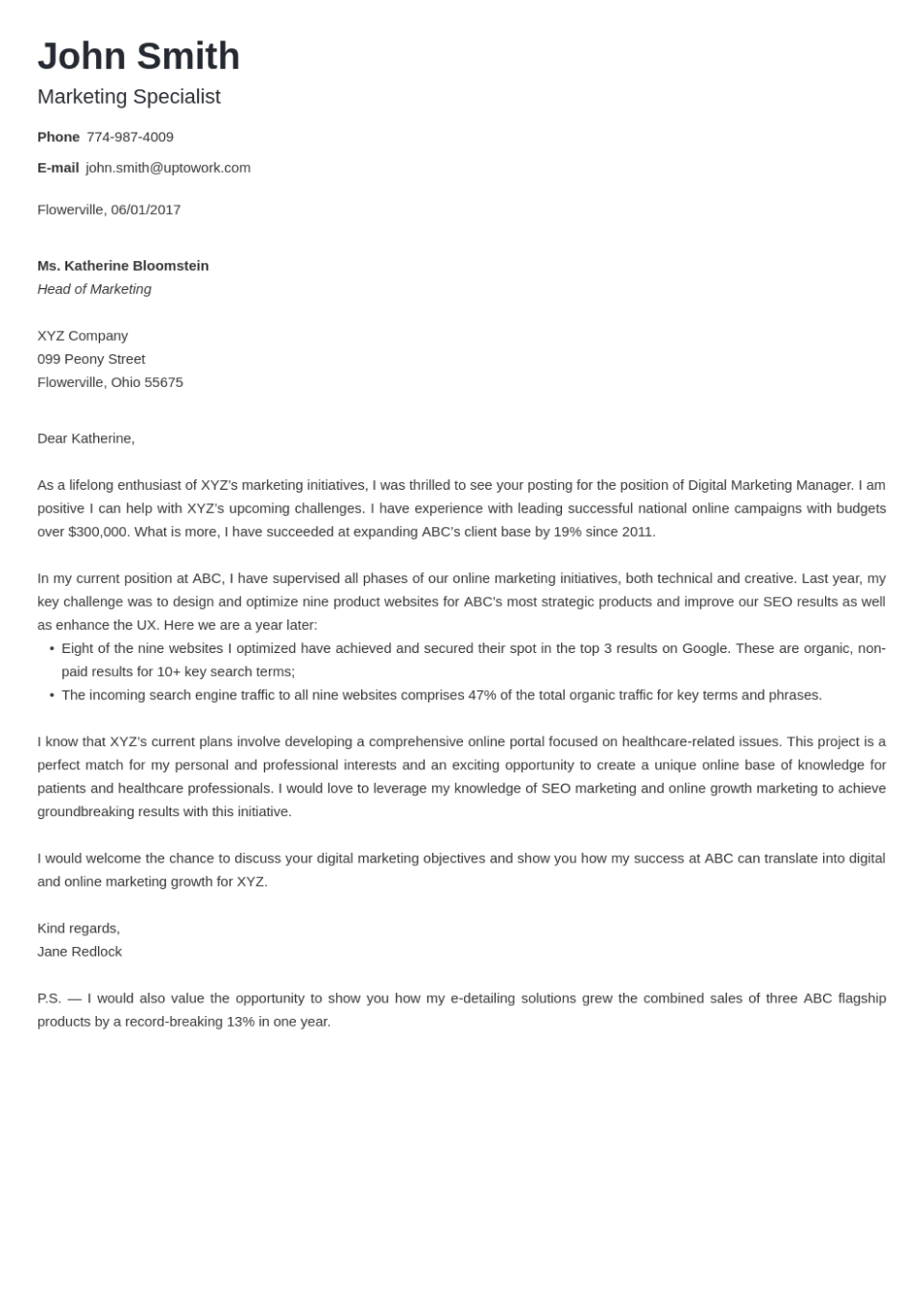 Free Cover Letter Templates [Download Now] in Cover Letter Sample Template