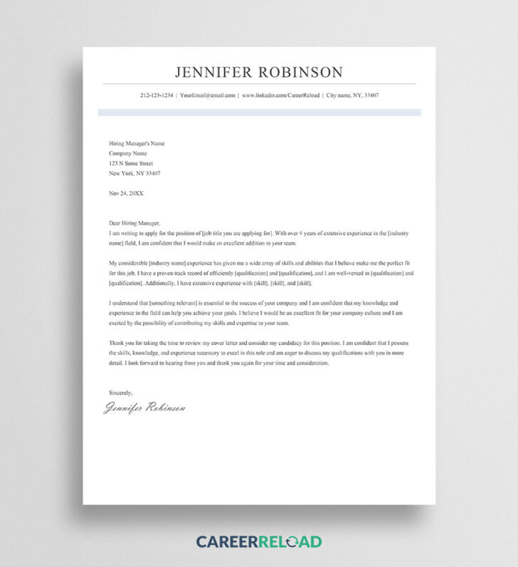 Cover Letter for Job Template Sample