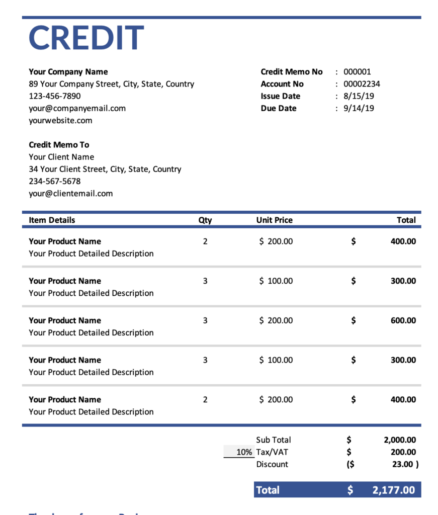 Free Credit Memo Template: Simplify Refunds And Returns - Vencru for Credit Memo Sample Template