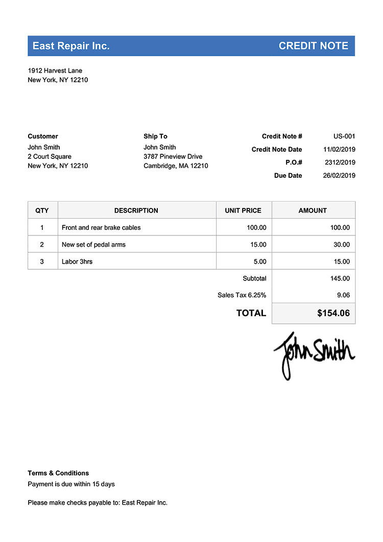 Free Credit Note Templates | Quickly Create &amp;amp; Send As Pdf in Credit Note Sample Template