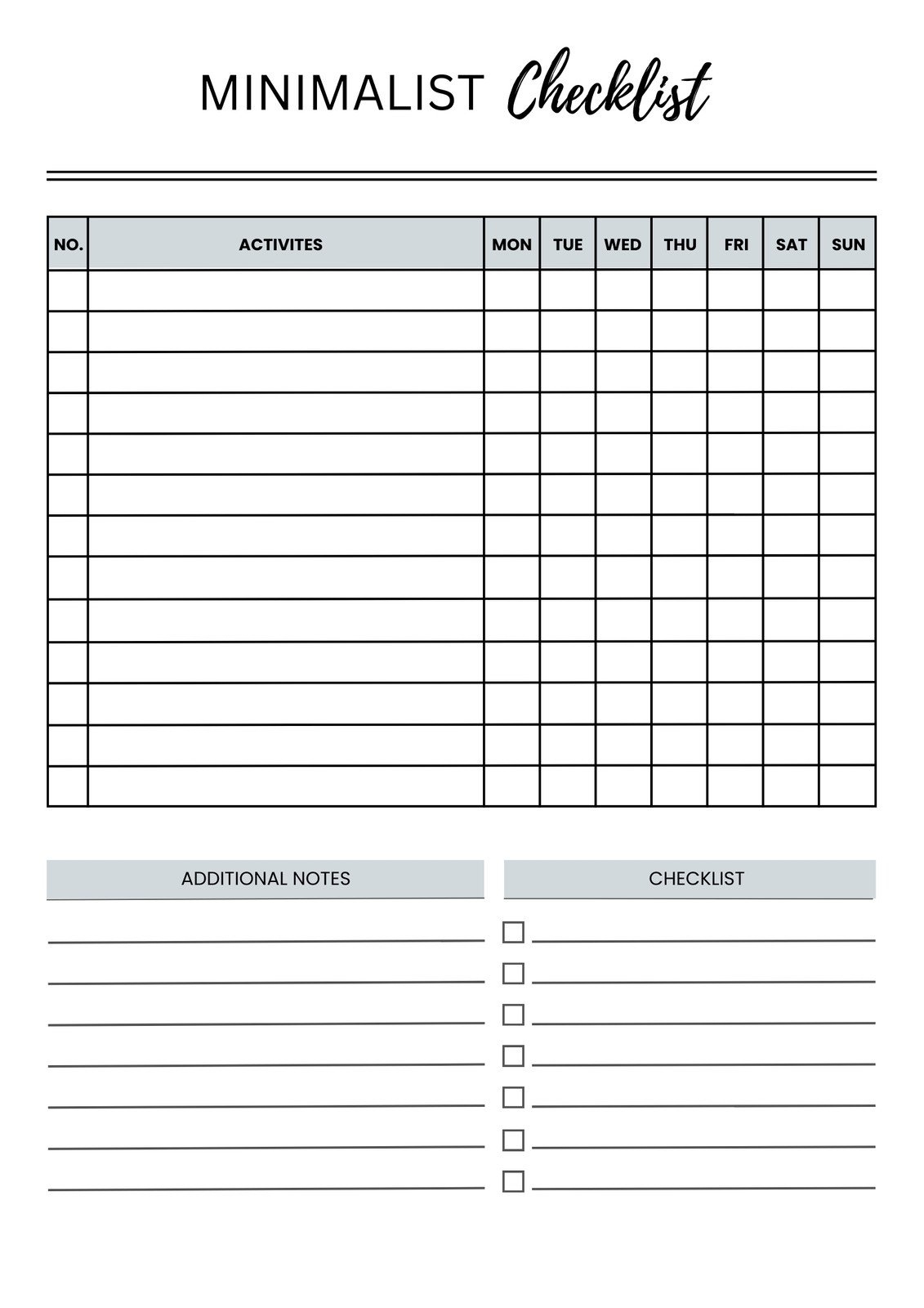 Checklist Sample Template Template Samples