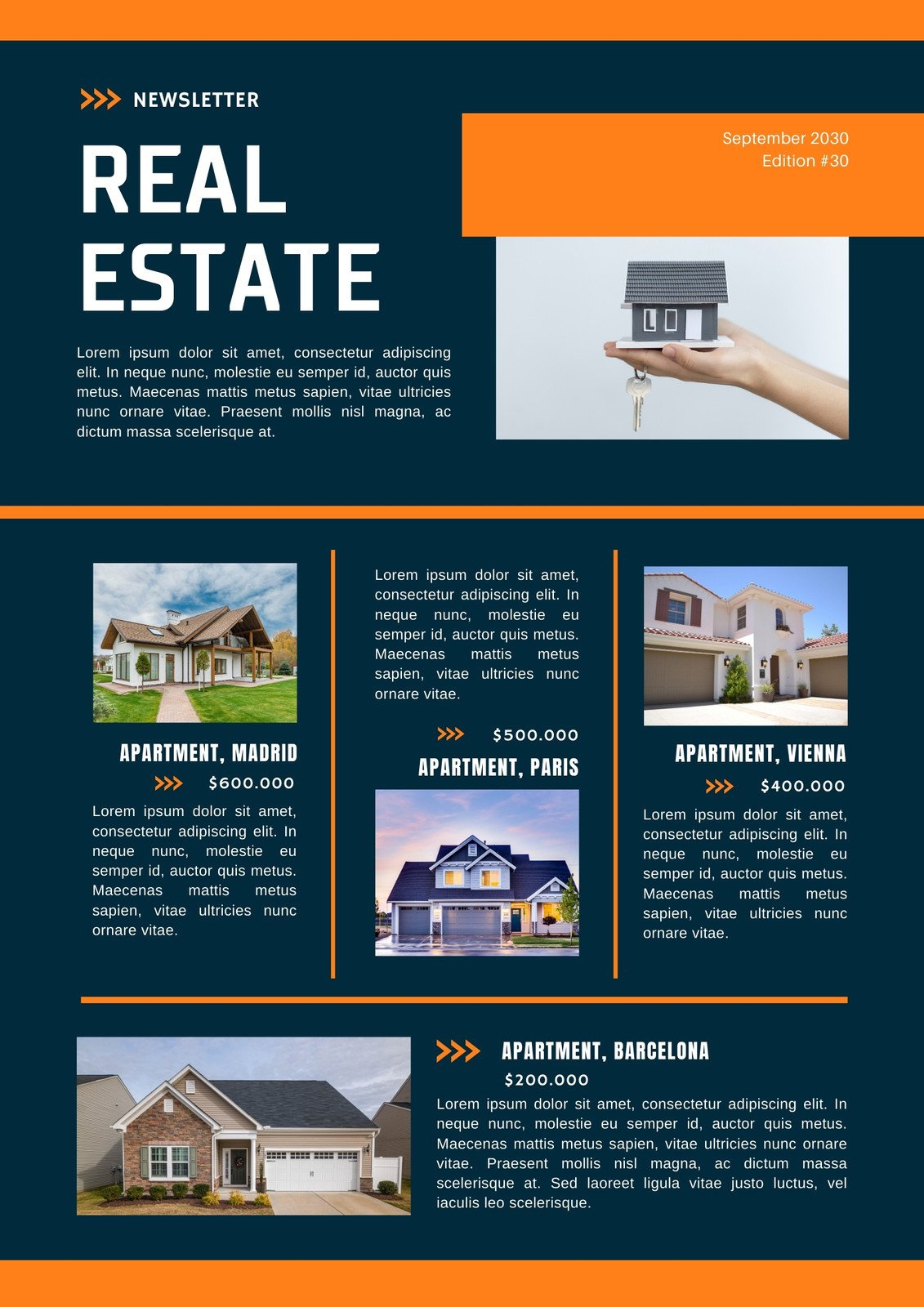 Free Custom Printable Real Estate Newsletter Templates | Canva with Free Newsletter Sample Templates