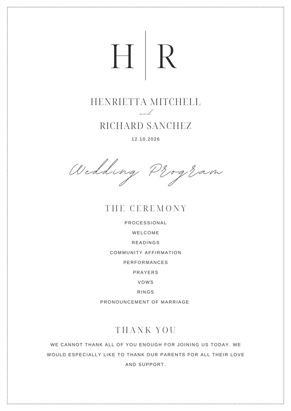 Free, Custom Printable Wedding Program Templates | Canva intended for Wedding Programs Sample Templates