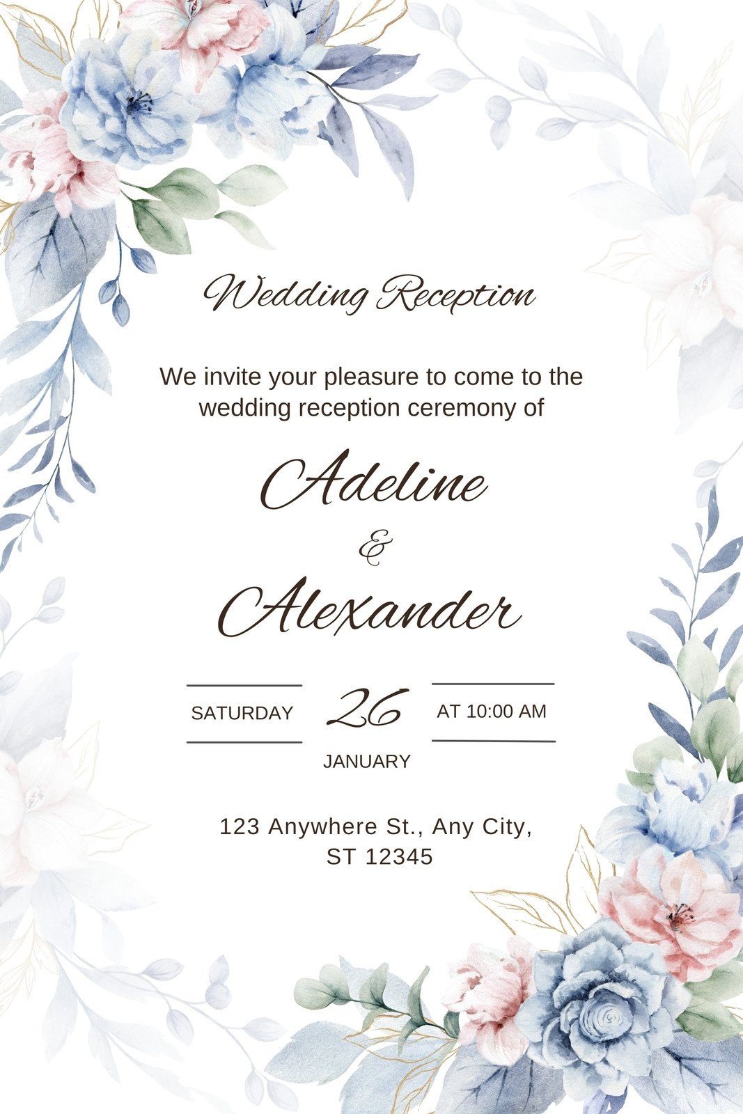 Free Custom Printable Wedding Reception Card Templates | Canva in Invitation Card Template Sample