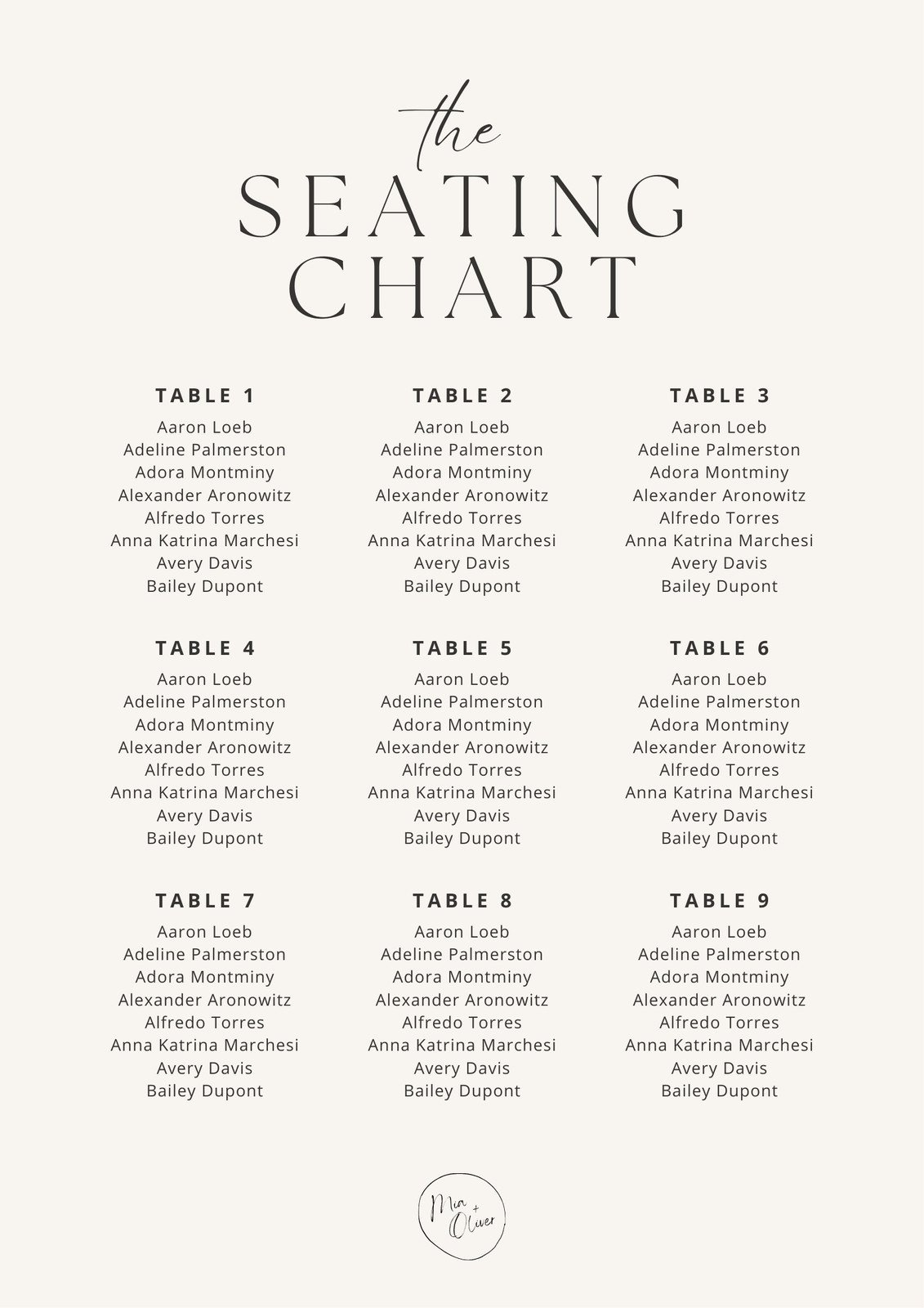 Free Custom Printable Wedding Seating Chart Templates | Canva for Wedding Seating Chart Template Sample