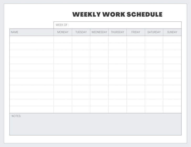 Employee Work Schedule Template Sample