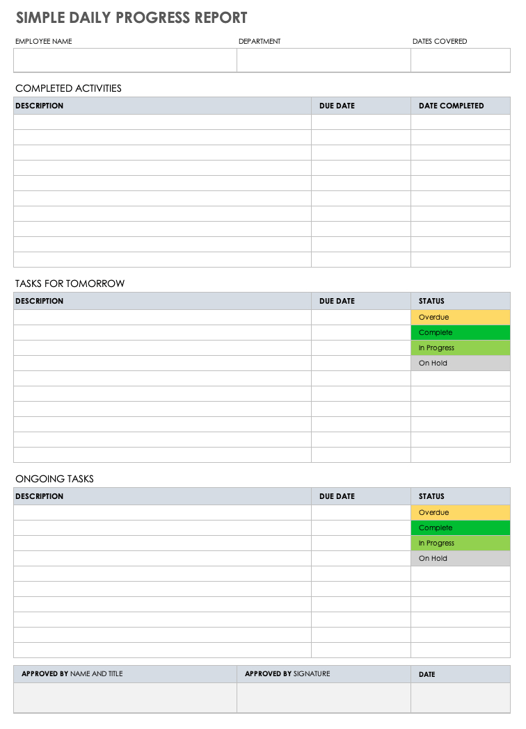 Free Daily Progress Report Templates | Smartsheet for Sample Activity Report Template