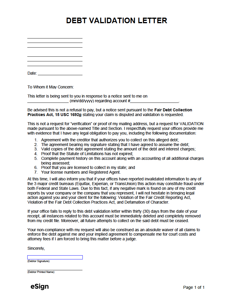 Free Debt Validation Letter Template | Pdf | Word throughout Debt Validation Letter Sample Template