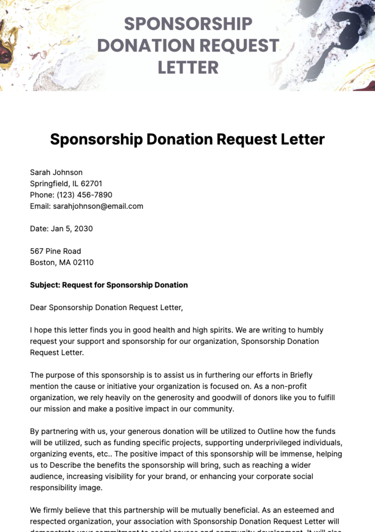 Free Donation Letter Templates &amp;amp; Examples - Edit Online &amp;amp; Download inside Free Donation Letter Sample Template