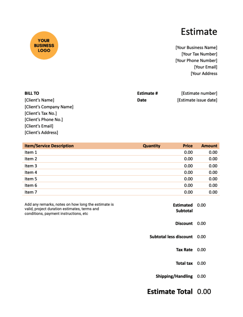 Free Downloadable Construction Estimate Templates | Bookipi with Construction Estimate Sample Template