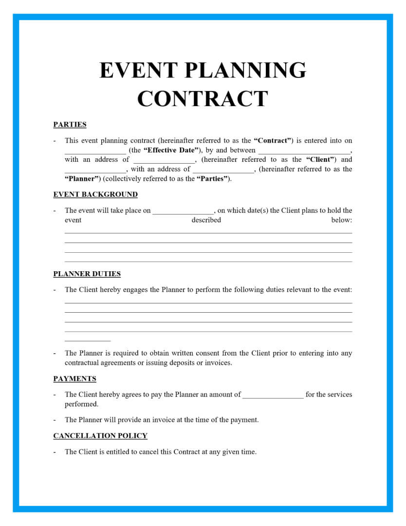 Free Downloadable Event Planning Contract Template regarding Event Planner Contract Sample Template