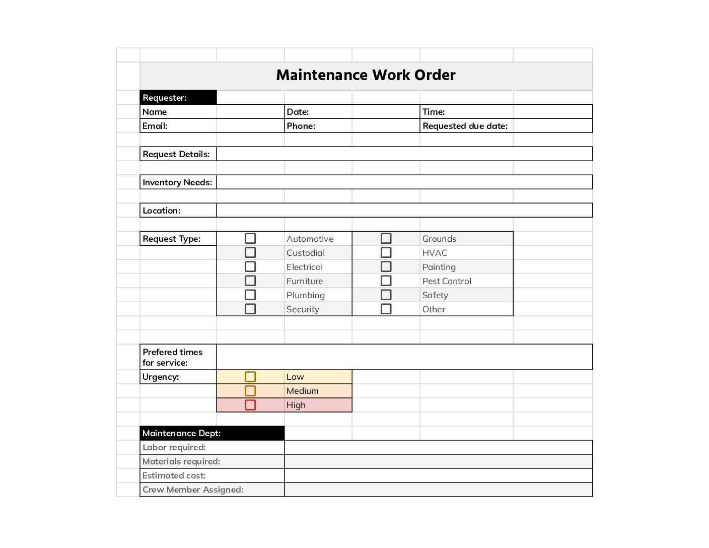 free downloads customizable work order templates fmx within work order form template sample