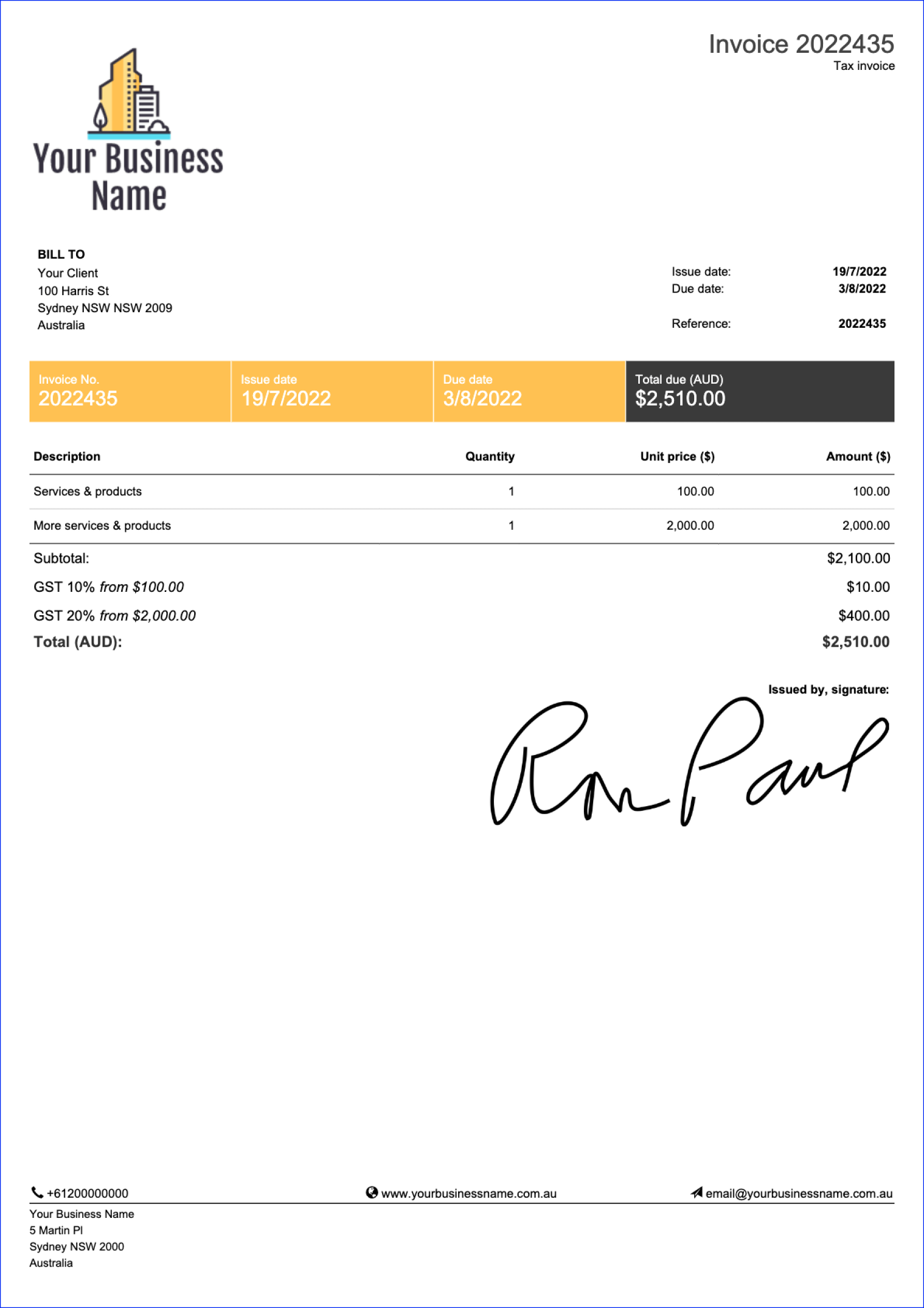 Free &amp;amp; Editable Word Template - Invoice Effortlessly | Billdu intended for Free Invoice Template Samples Download