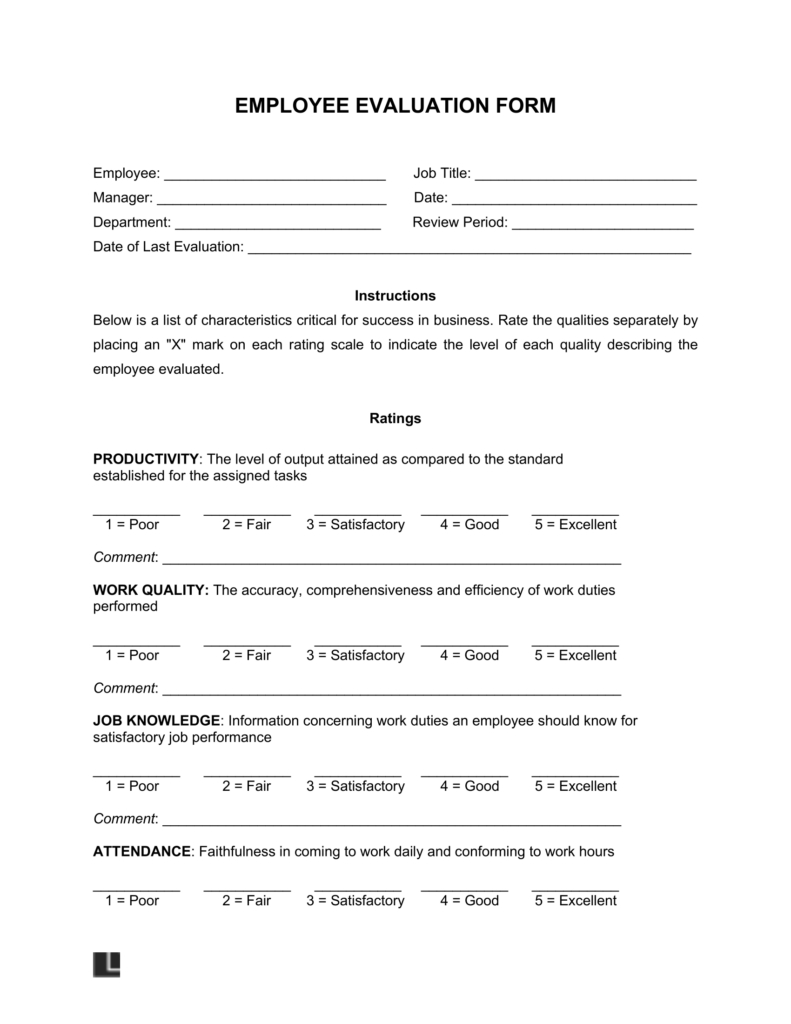 Free Employee Evaluation Template | Pdf &amp;amp; Word for Employee Performance Evaluation Template Sample