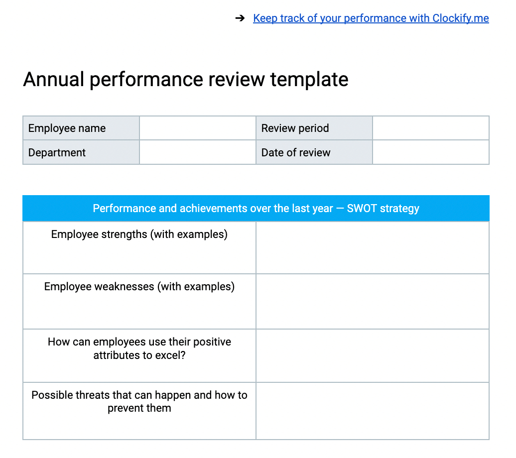 Free Employee Performance Report Templates for Performance Review Sample Template