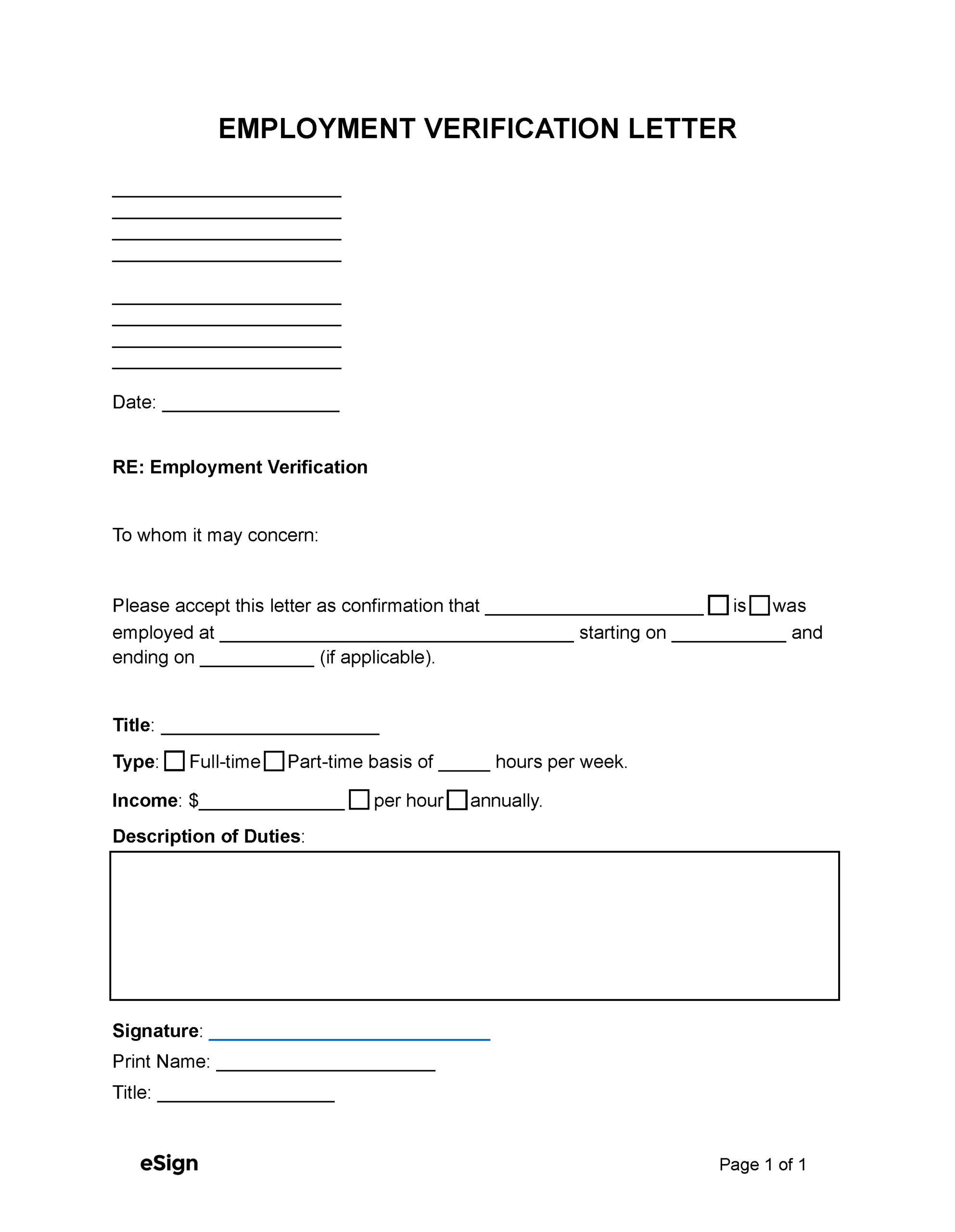 Free Employment Verification Letter | Pdf | Word with regard to Employment Verification Letter Template Sample