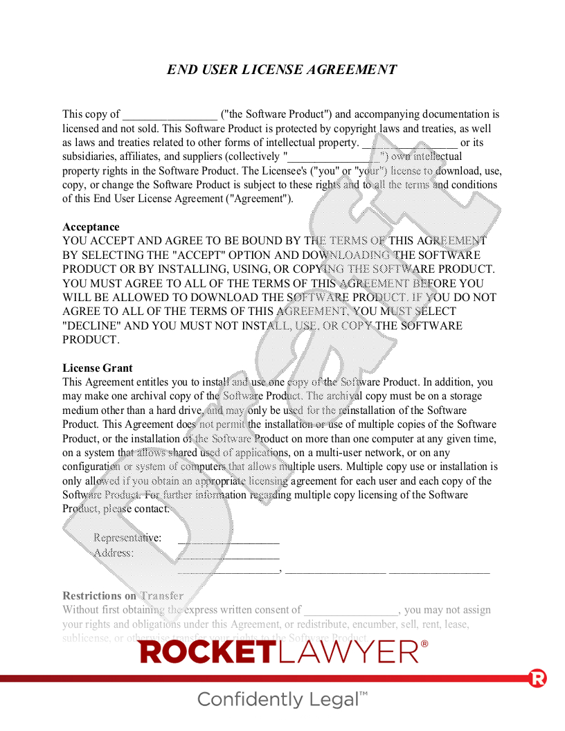 Free End User License Agreement Template - Rocket Lawyer intended for Grant Agreement Sample Template