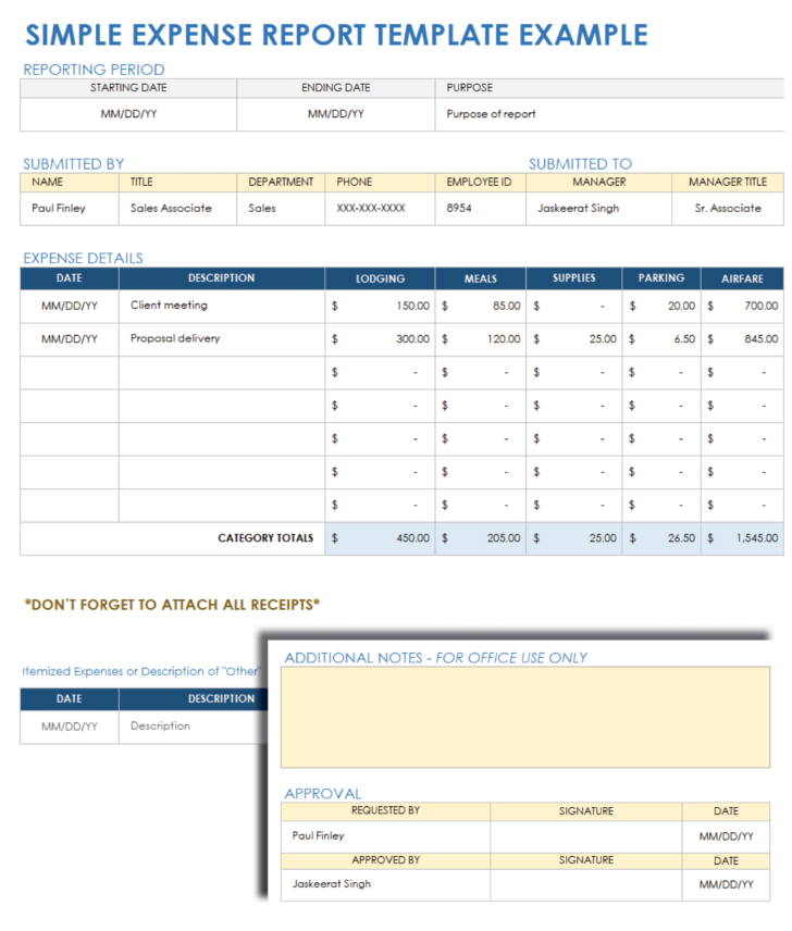 Expense Sheet Template Sample