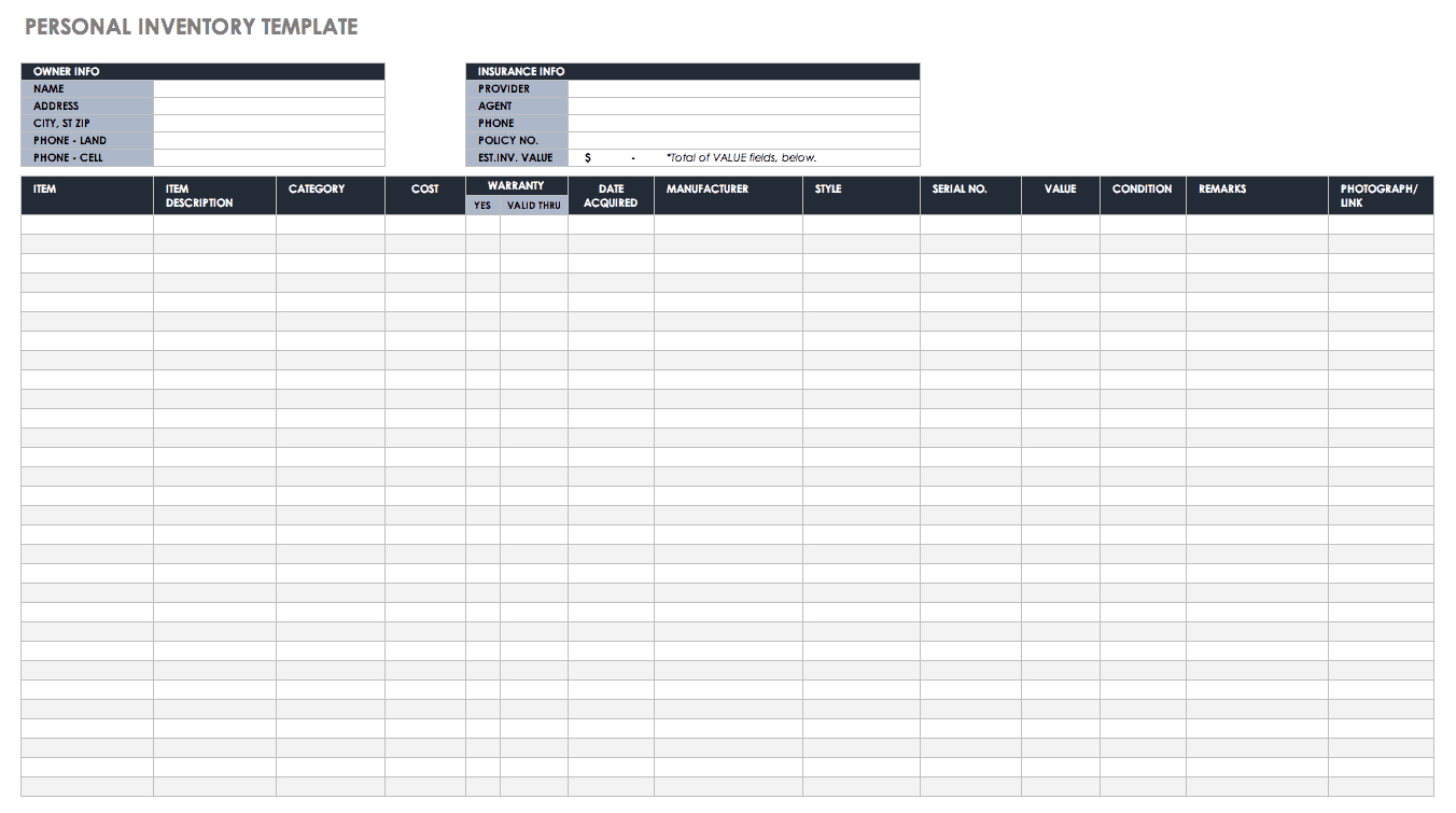 Free Excel Inventory Templates: Create &amp;amp; Manage | Smartsheet regarding Inventory Sheet Template Sample