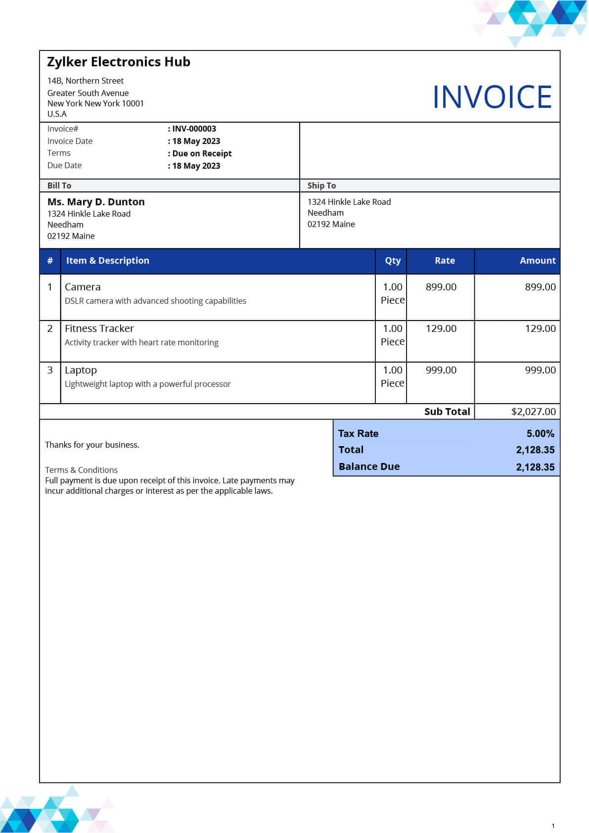 Free Excel Invoice Template | Customizable &amp;amp; Efficient | Zoho Invoice for Invoice Templates Samples