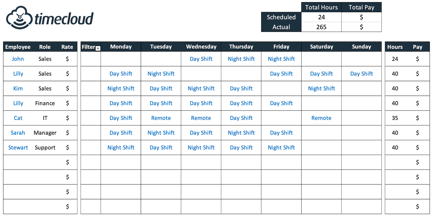 Free Excel Staff Roster Template in Duty Roster Sample Template