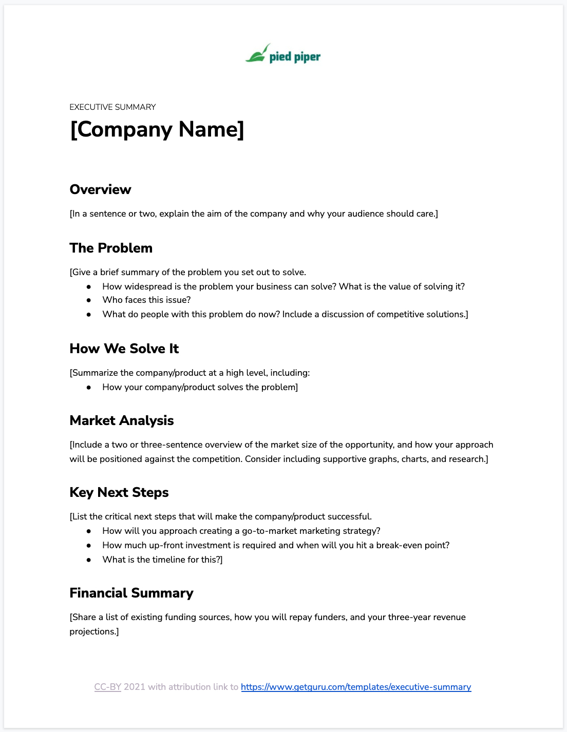 Free Executive Summary Template [Pdf + Masterful Examples] | Guru within Summary Plan Description Sample Templates