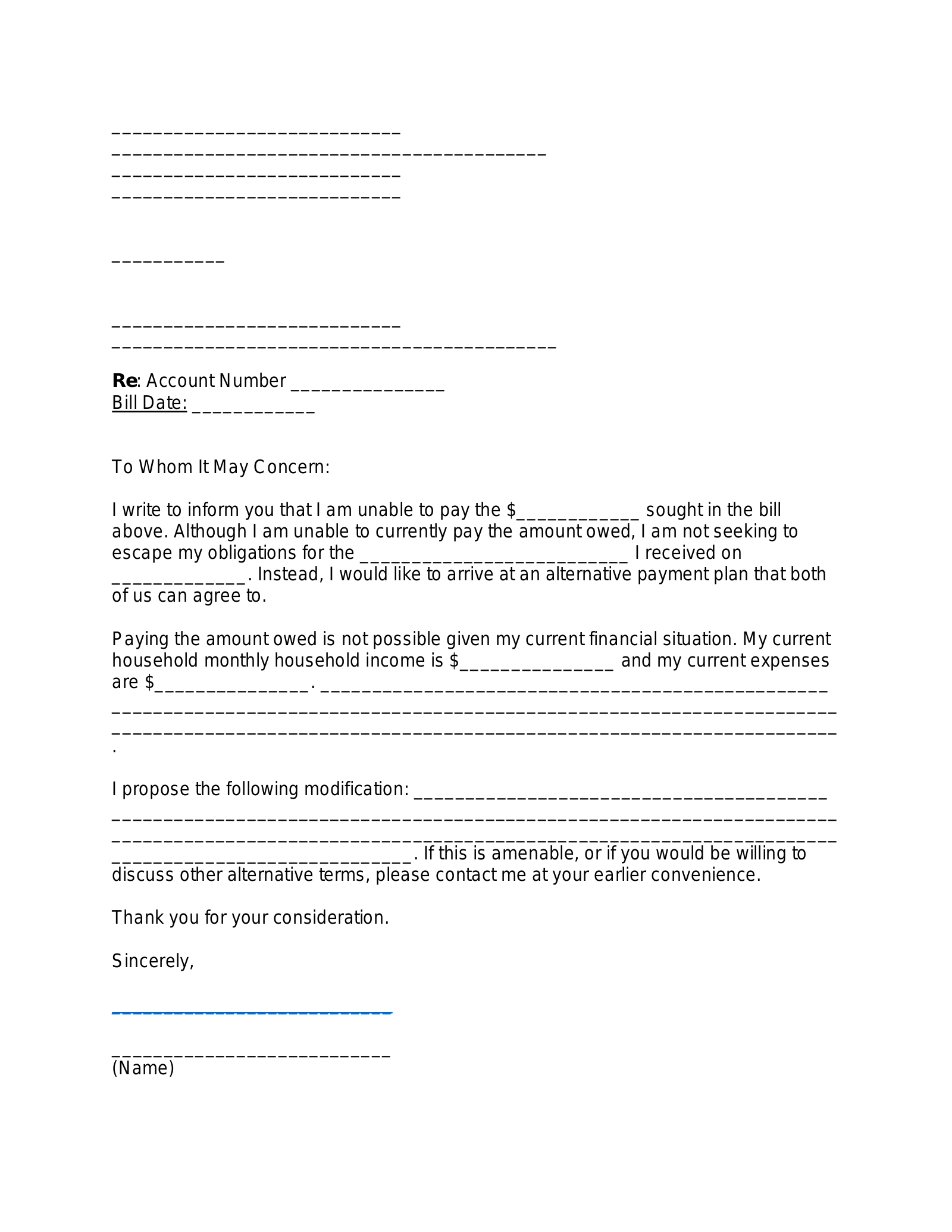 Free Financial Hardship Letters – Samples - Pdf | Word – Eforms inside Timeshare Owner Medical Hardship Template Sample