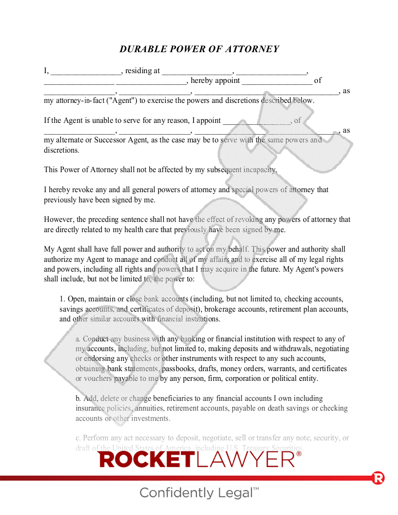 Free General Power Of Attorney Template - Rocket Lawyer throughout Free Sample Power Of Attorney Template