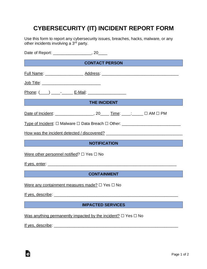 Incident Report Form Sample Templates