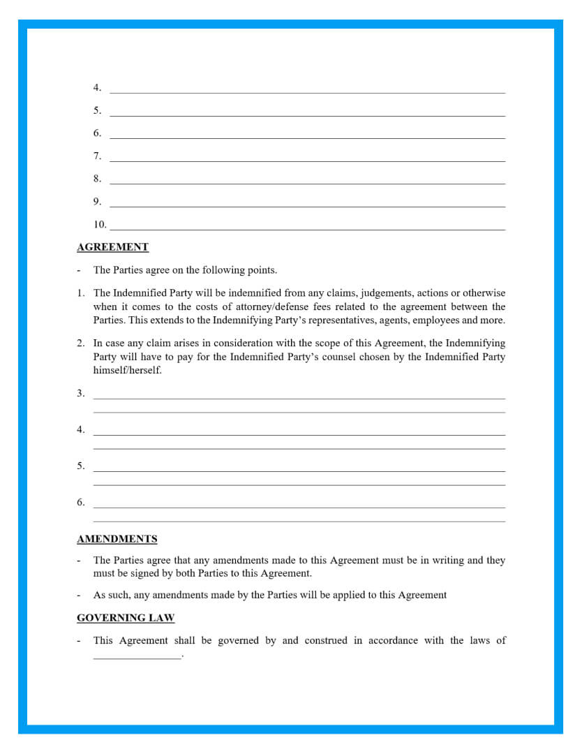 Free Indemnification Agreement Sample inside Indemnity Letter Template Sample