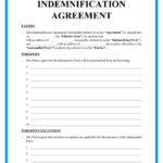 Free Indemnification Agreement Sample With Regard To Indemnity Letter Template Sample