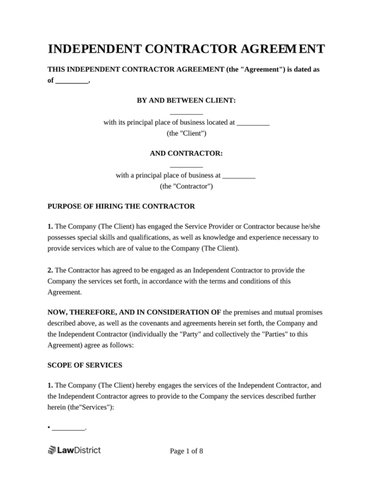 Contract Agreement Template Sample