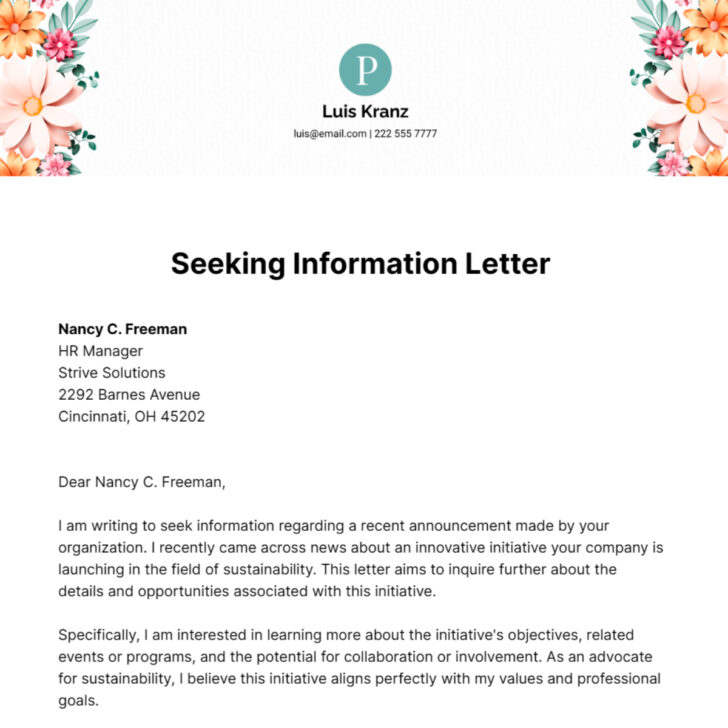 Informative Letter Sample Template