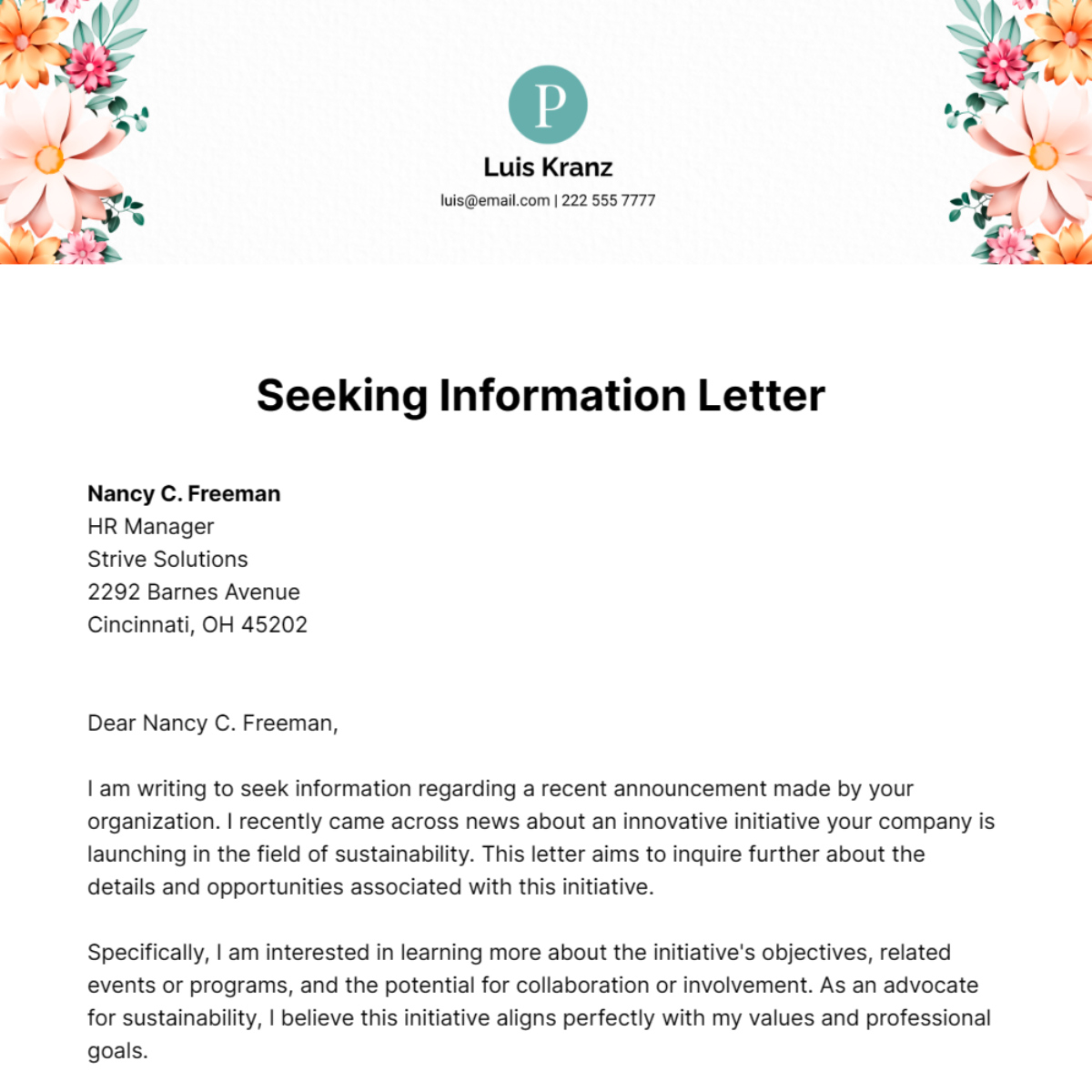 Free Information Letter Templates &amp;amp; Examples - Edit Online pertaining to Informative Letter Sample Template