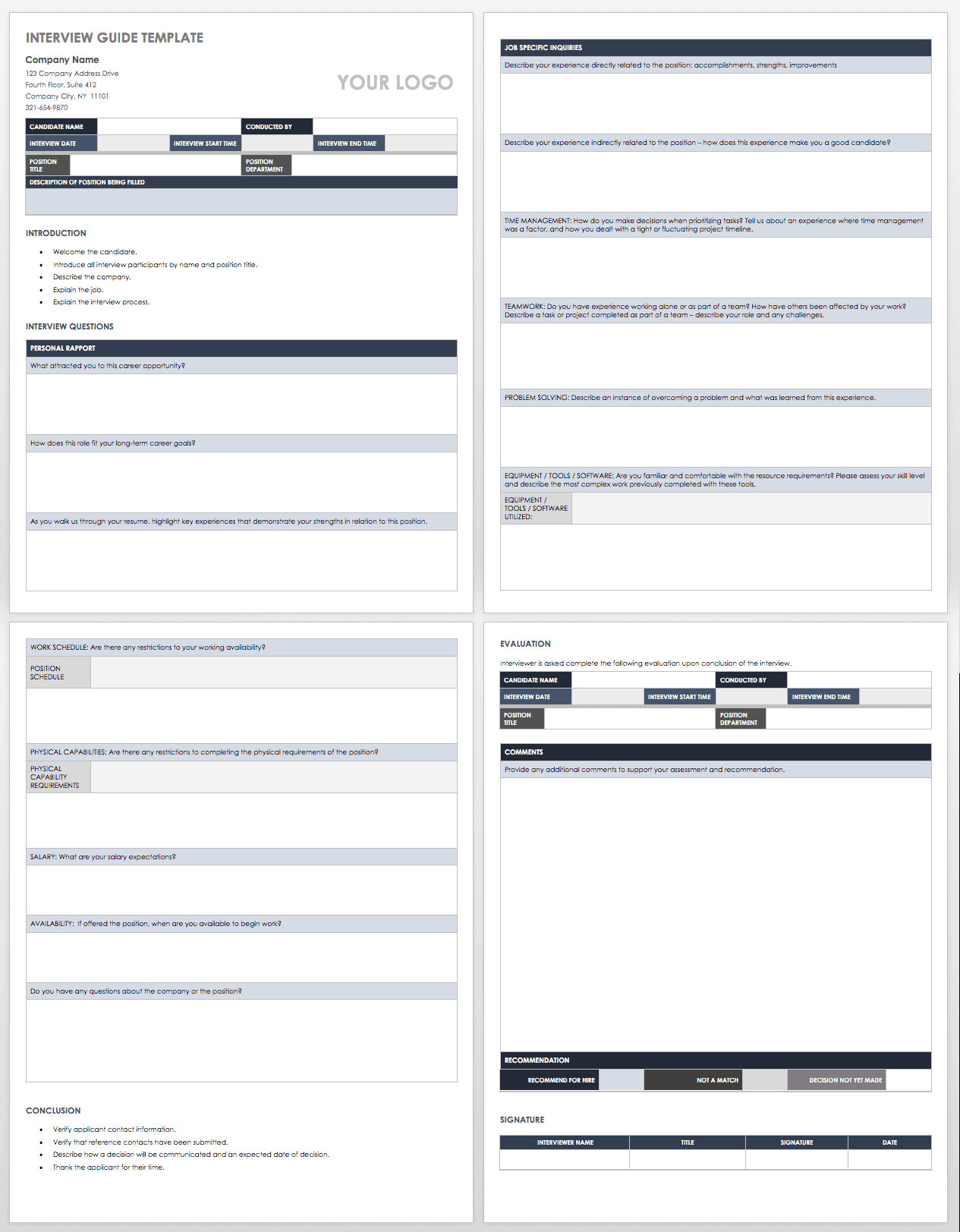 Free Interview Templates And Scorecards | Smartsheet intended for Interview Questions Sample Template