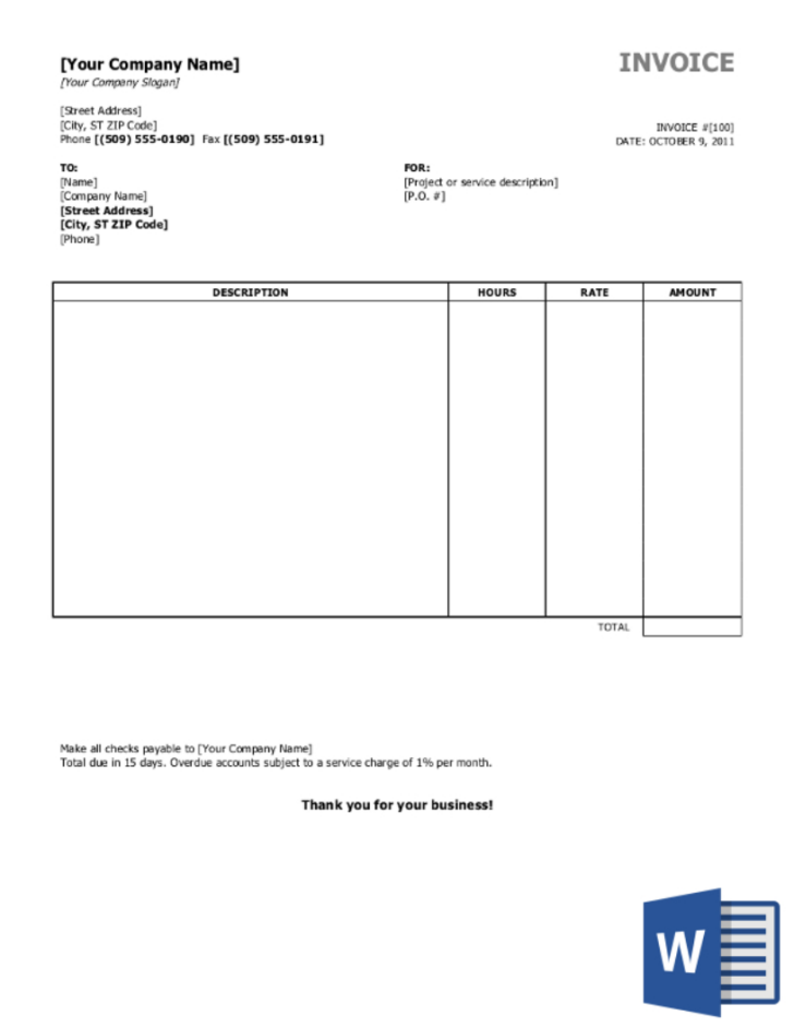 Free Invoice Sample Templates