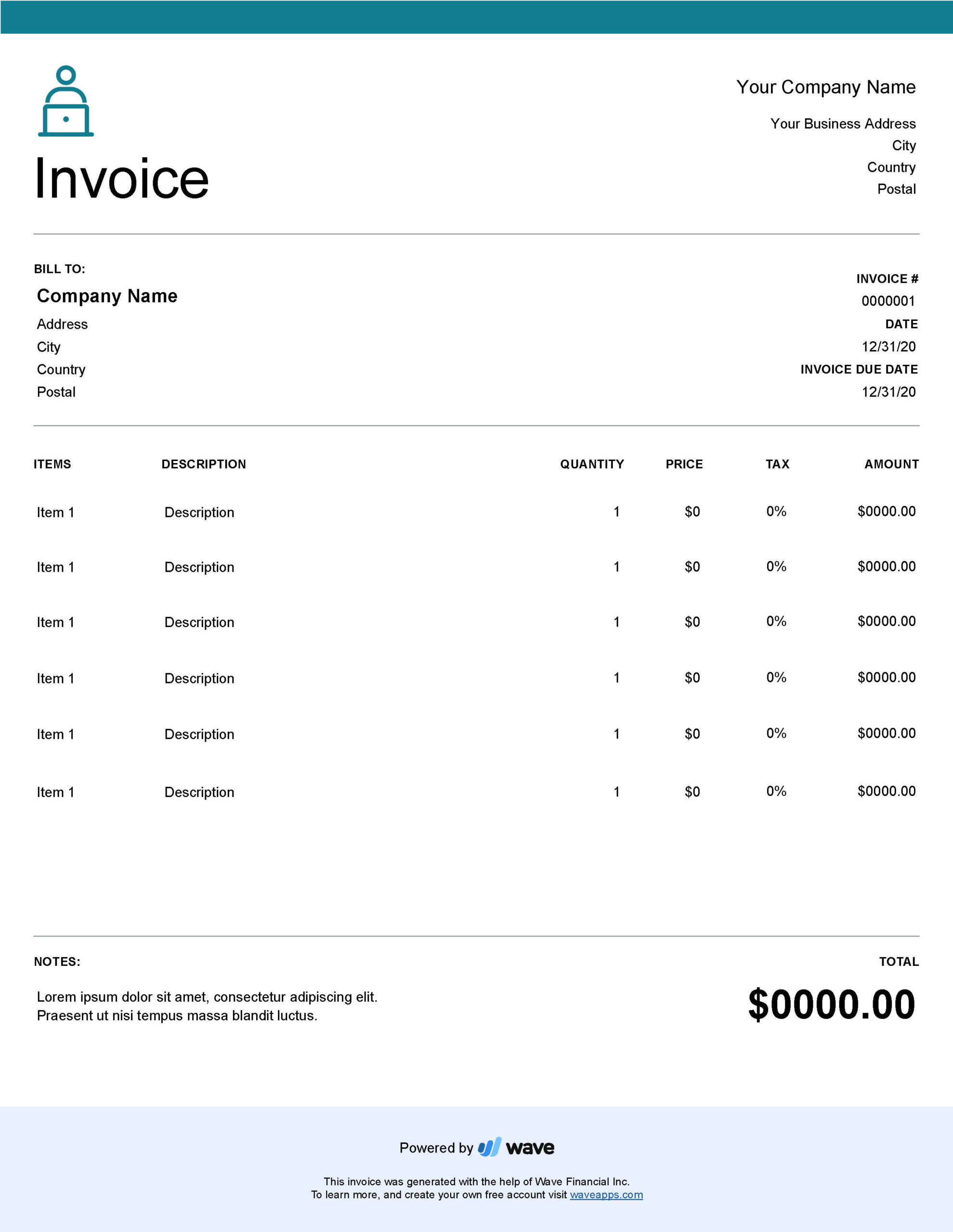 Free Invoice Templates - Excel, Word, Pdf, &amp;amp; More in Sample Billing Invoice Template