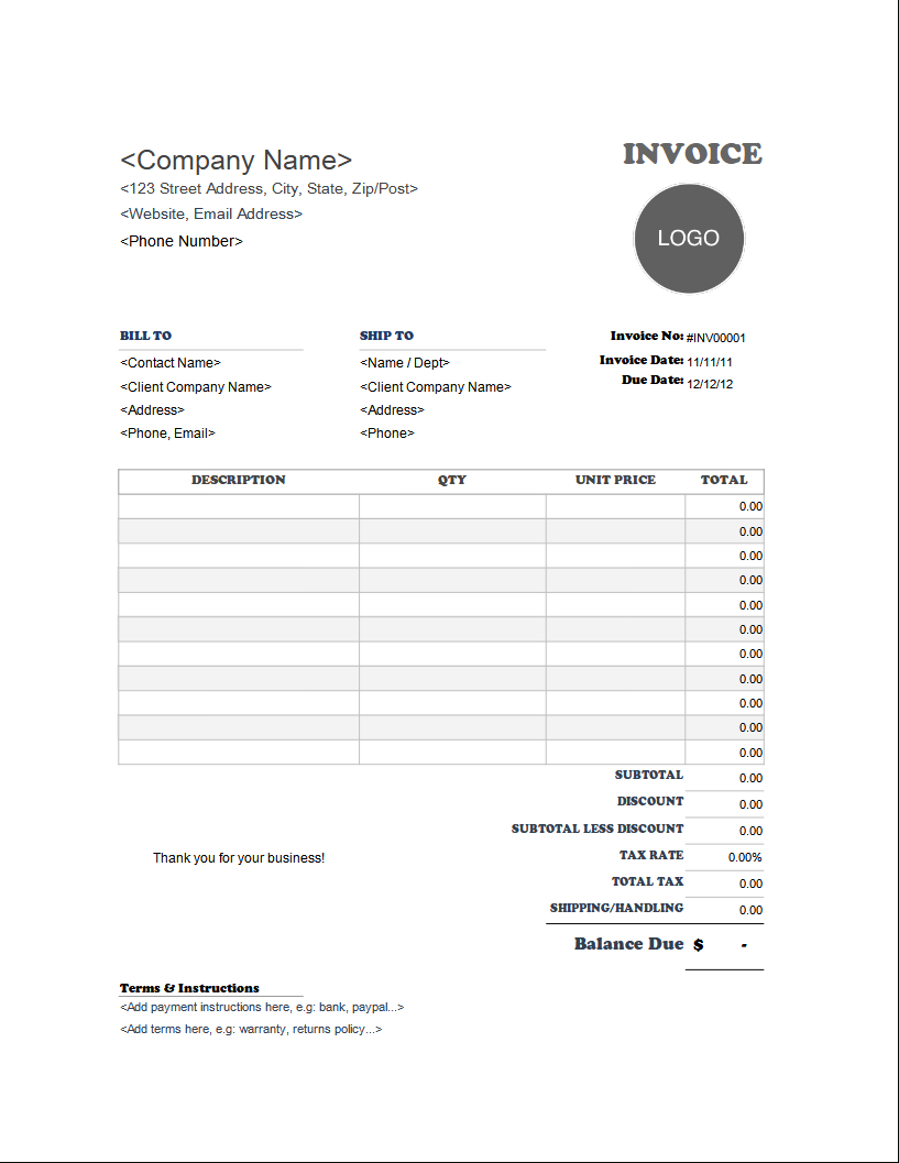 Free Invoice Templates For Excel inside Invoice Template Free Sample