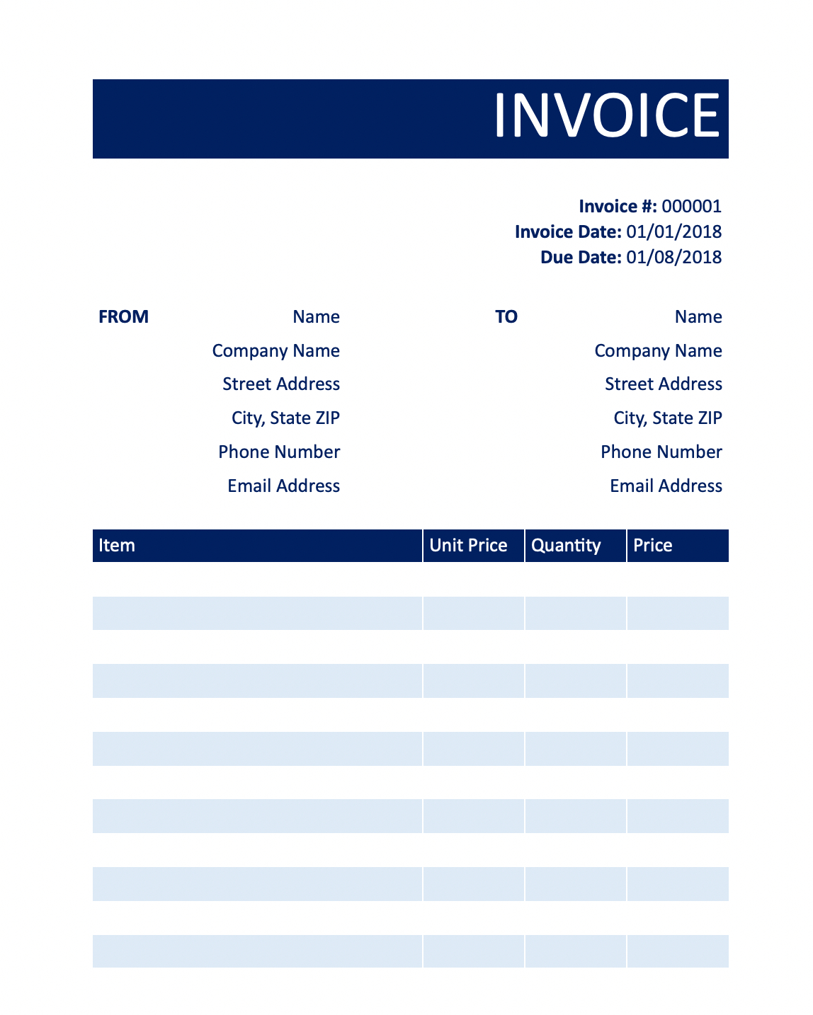 Free Invoice Templates | Printable Pdf, Word, Excel in Invoice Template Free Sample