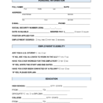 Free Job Application Form (Standard Template)   Pdf | Word – Eforms With Regard To Employment Form Sample Template