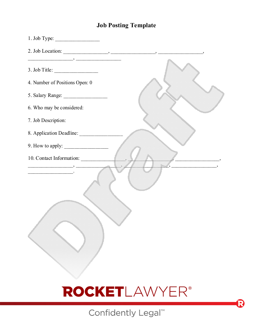 Free Job Posting Template: Make &amp;amp; Download - Rocket Lawyer intended for Job Posting Template Sample