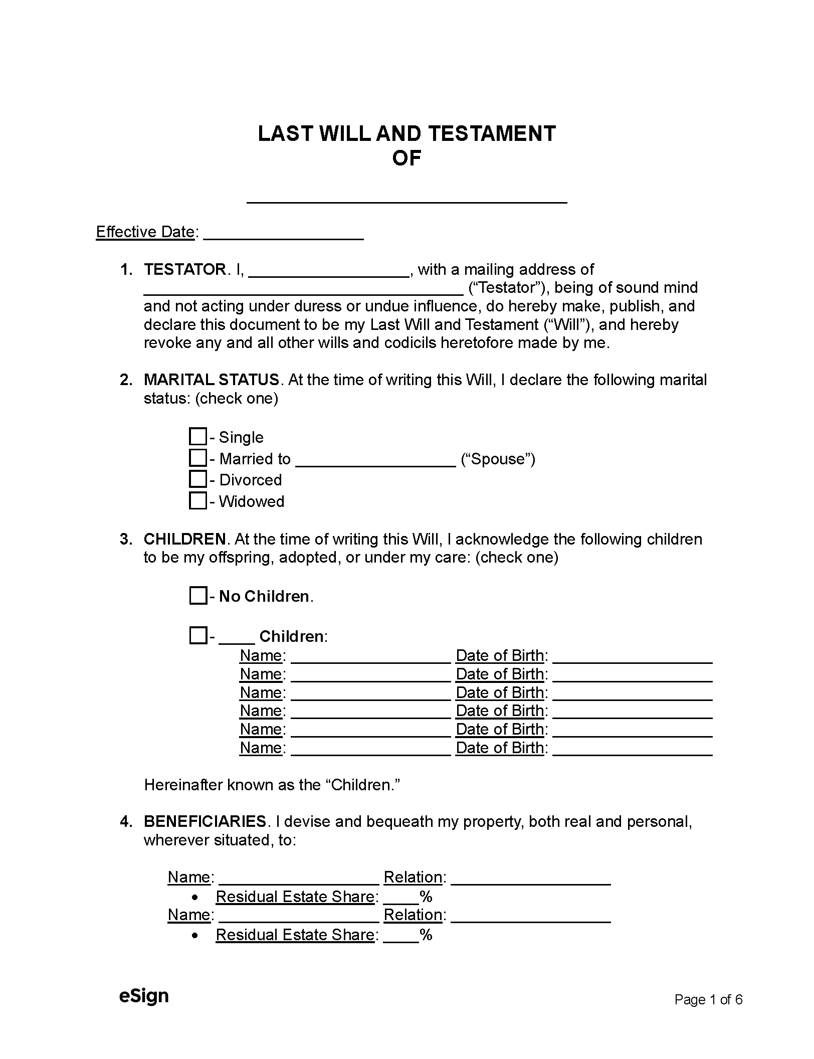 Free Last Will And Testament Template Templates (2) | Pdf | Word in Will and Testament Template Sample