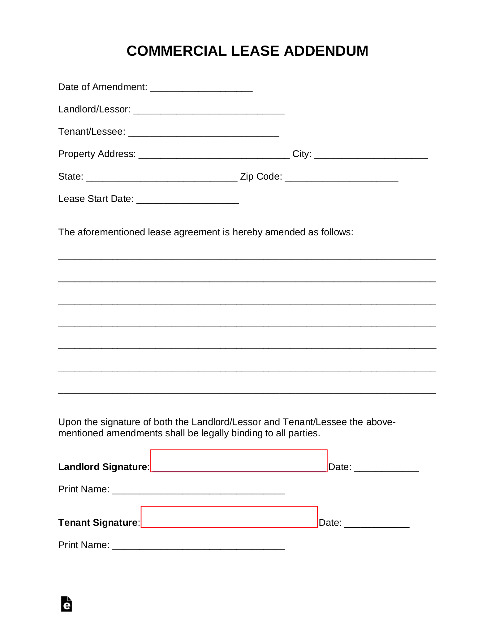 Free Lease Addendum Templates (12) - Pdf | Word – Eforms throughout Addendum Sample Template