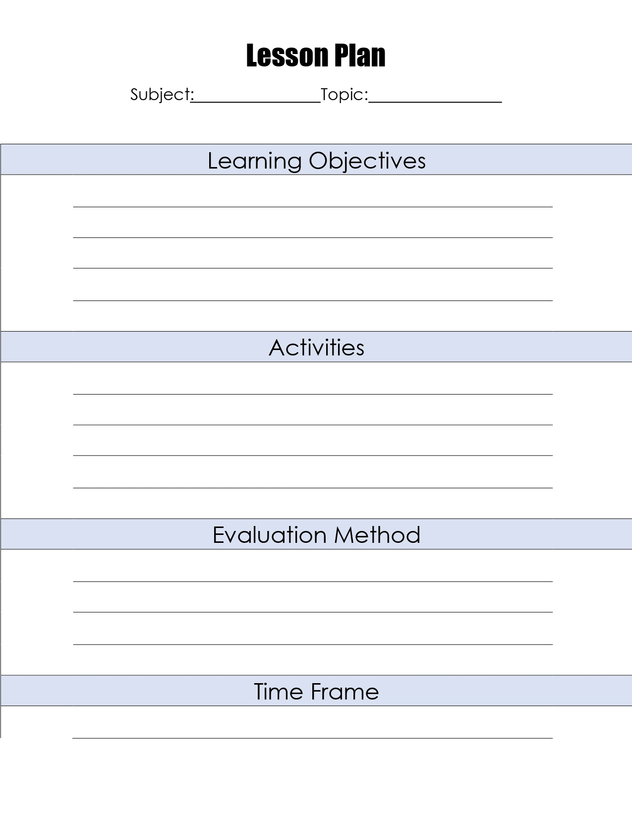 Free Lesson Plan Template | Word, Editable Pdf, Image, Excel in Free Sample Lesson Plan Templates